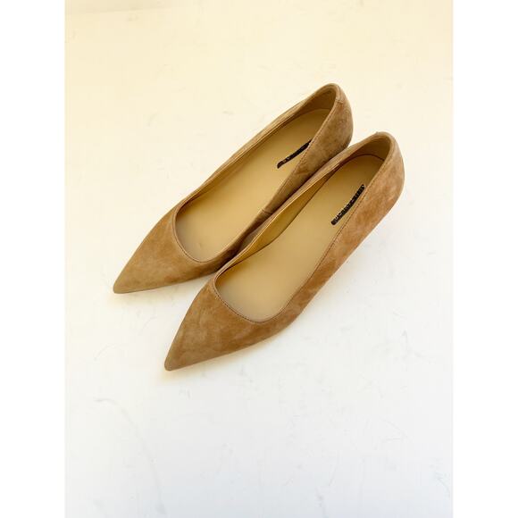 NWOB Ann Taylor Eryn Suede Pump Heel Pointed Toe Tan 6 - Picture 3 of 5